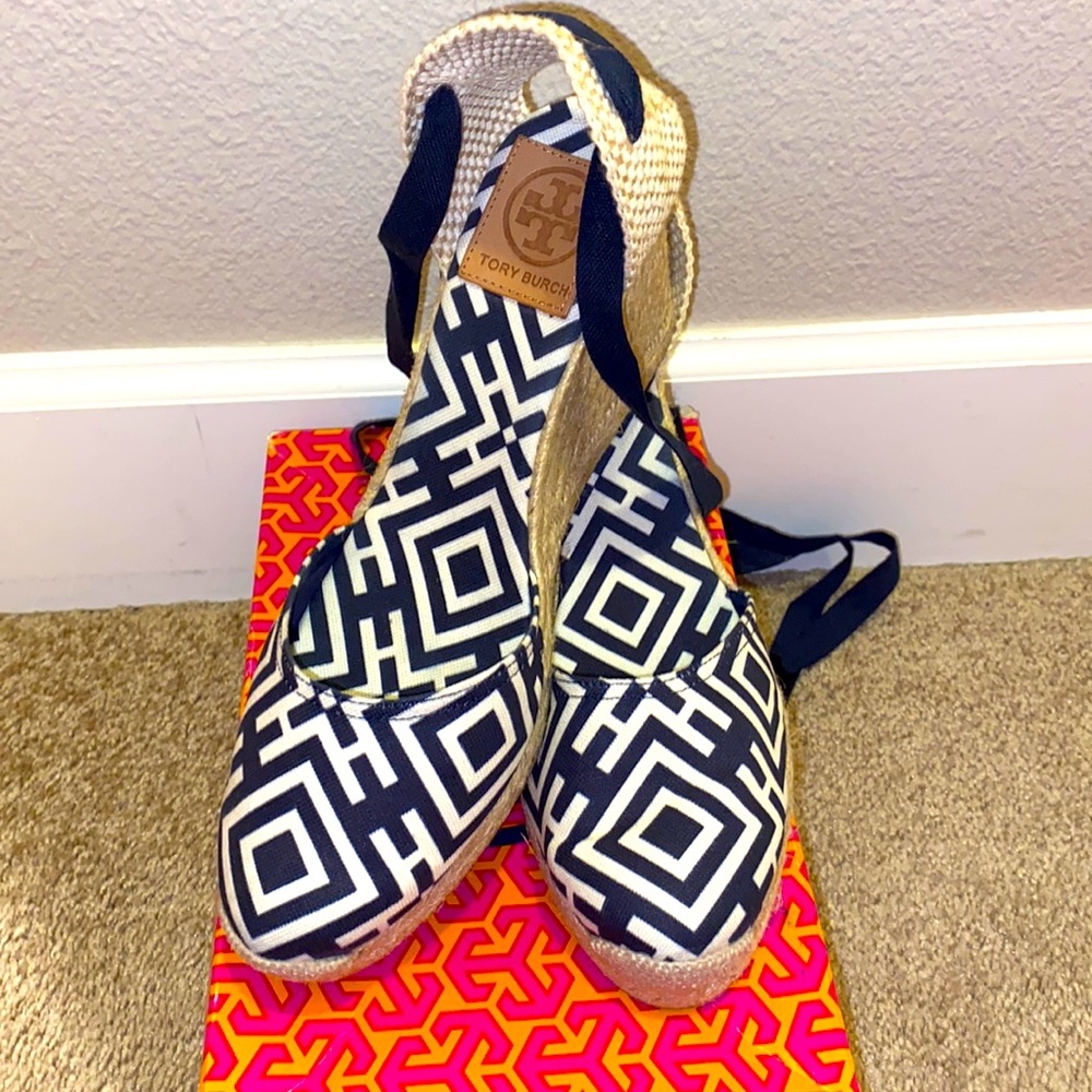 Tory Burch Wedge Espadrille , worn once .